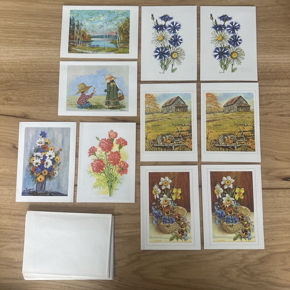 Vintage lot 10 Assoc Of Handicapped Artists Blank Greeting Cards Mouthpainted